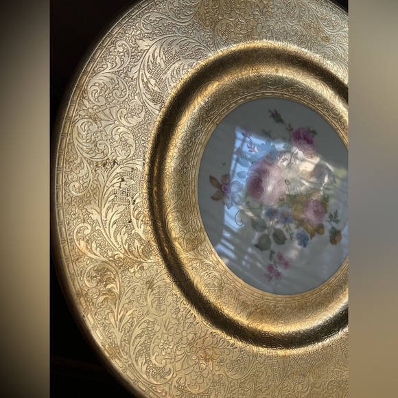 Vintage Pickard Heavy Gold Border Floral Dinner Plate Mid Century Style 2023 - Picture 6 of 10